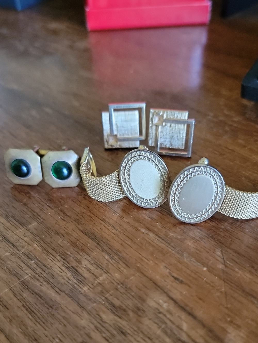 3 Vintage Gold Tone Cufflinks